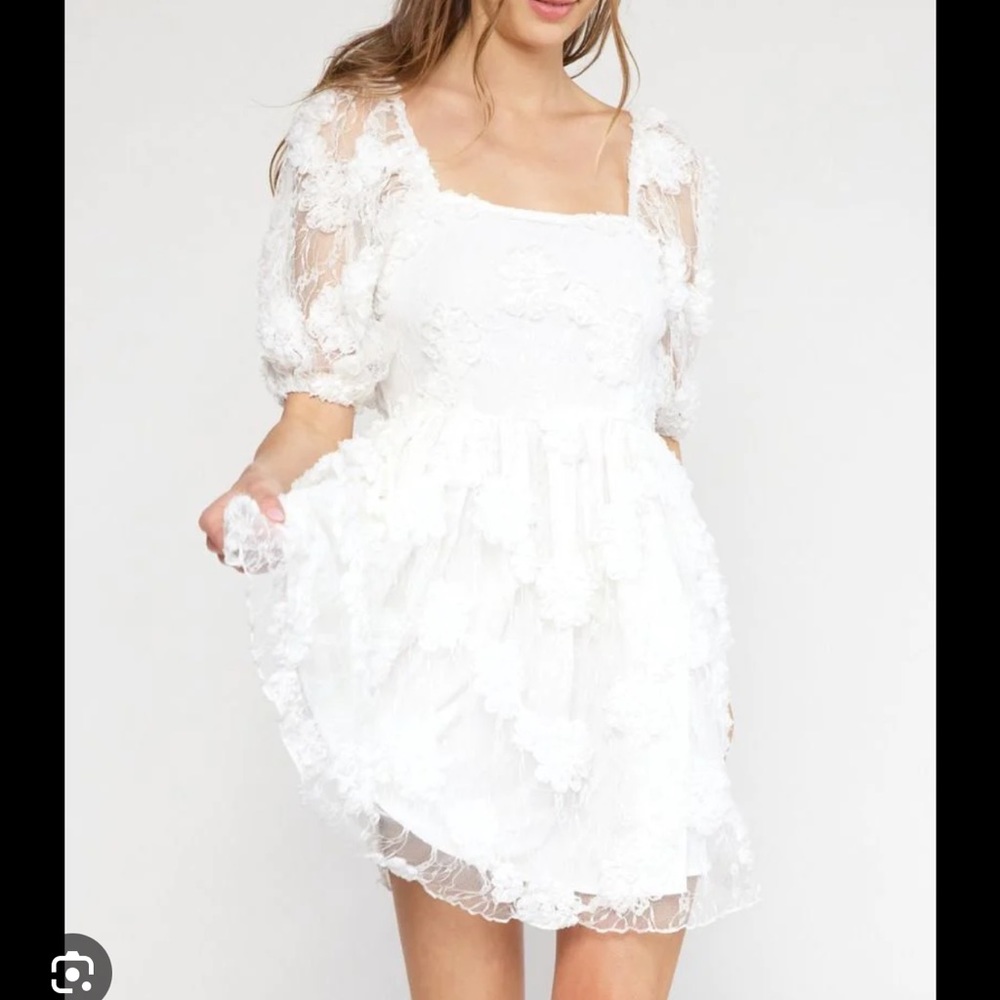 Entro White Lace Babydoll Dress